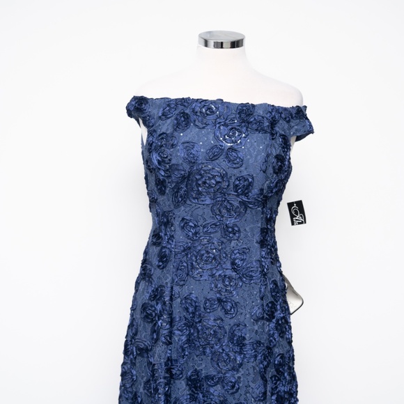 Alex Evenings - Off-The-Shoulder Sequined Lace Gown - Picture 11 of 14